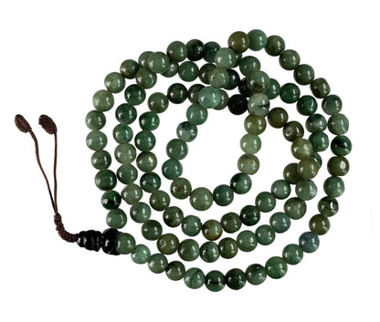 Mala Tibétain Agate Mousse – Collier Bouddhiste 108 Perles