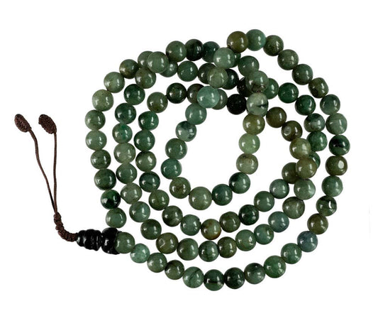 Mala Tibétain Agate Mousse – Collier Bouddhiste 108 Perles