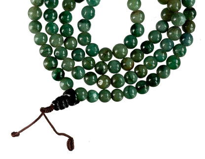 Mala Tibétain Agate Mousse – Collier Bouddhiste 108 Perles