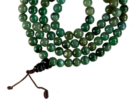 Mala Tibétain Agate Mousse – Collier Bouddhiste 108 Perles