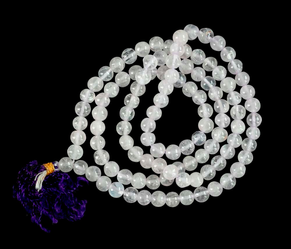 Mala Tibétain Quartz Rose – Collier Bouddhiste 108 Perles