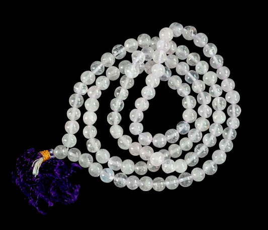 Mala Tibétain Quartz Rose – Collier Bouddhiste 108 Perles