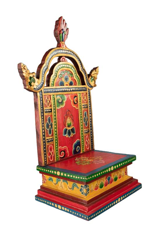 Autel bouddhiste pour statue de Bouddha 40,5 cm – temple tibétain artisanal en bois peint