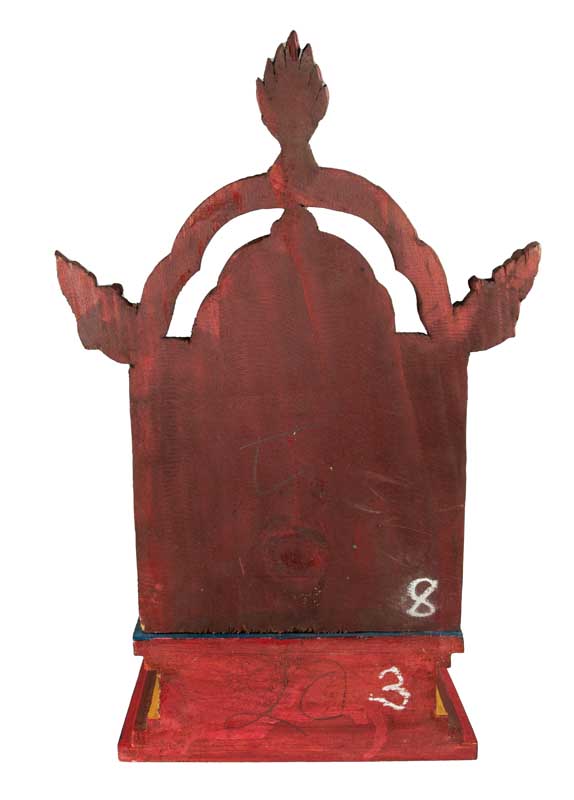 Autel bouddhiste pour statue de Bouddha 40,5 cm – temple tibétain artisanal en bois peint