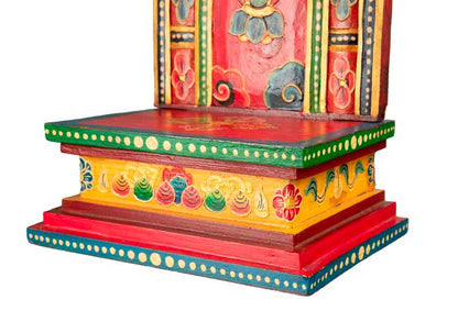 Autel bouddhiste pour statue de Bouddha 40,5 cm – temple tibétain artisanal en bois peint