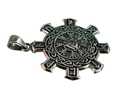 Pendentif Aegishjálmur (Helm of Awe) avec Entrelacs Vikings en Argent 925