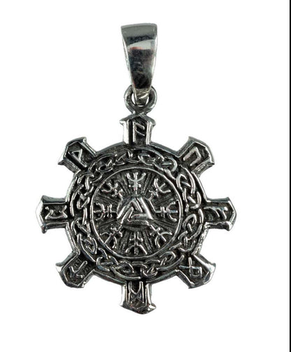 Pendentif Aegishjálmur (Helm of Awe) avec Entrelacs Vikings en Argent 925