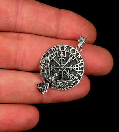 Pendentif Viking Vegvísir en Argent Massif 925