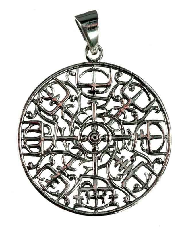 Pendentif Vegvísir Viking Grand Modèle en Argent 925