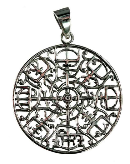 Pendentif Vegvísir Viking Grand Modèle en Argent 925