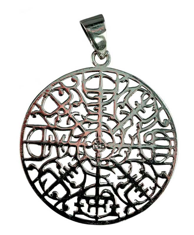 Pendentif Vegvísir Viking Grand Modèle en Argent 925