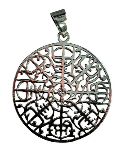 Pendentif Vegvísir Viking Grand Modèle en Argent 925