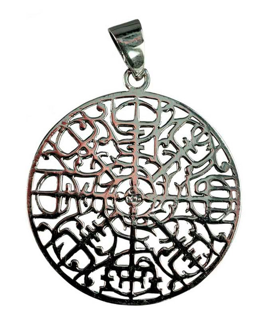Pendentif Vegvísir Viking Grand Modèle en Argent 925