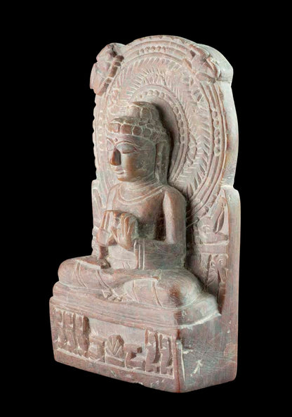 Statue Bouddha de Sarnath en pierre – Sculpture artisanale indienne en pierre ollaire