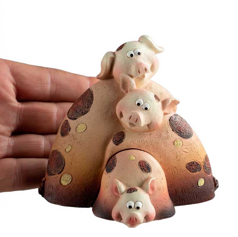 Figurine 3 Petits Cochons en Résine – Statuette Décorative