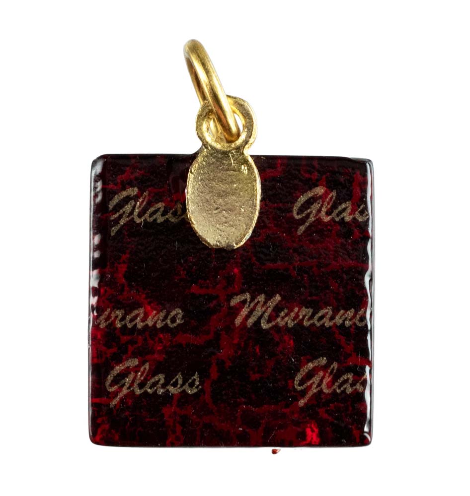 Pendentif Carré en Verre de Murano – Bijou Artisanal Italien Unique