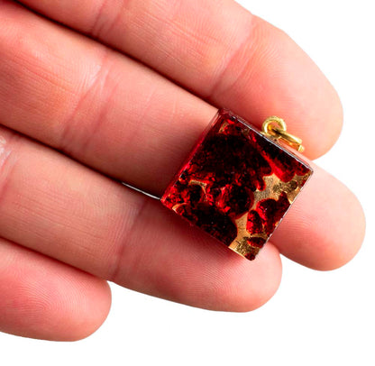 Pendentif Carré en Verre de Murano – Bijou Artisanal Italien Unique
