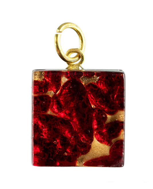 Pendentif Carré en Verre de Murano – Bijou Artisanal Italien Unique