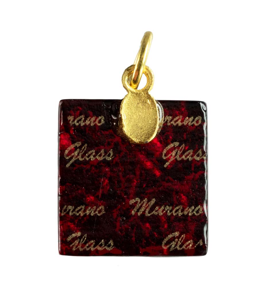 Pendentif Carré en Verre de Murano – Bijou Artisanal Italien Unique