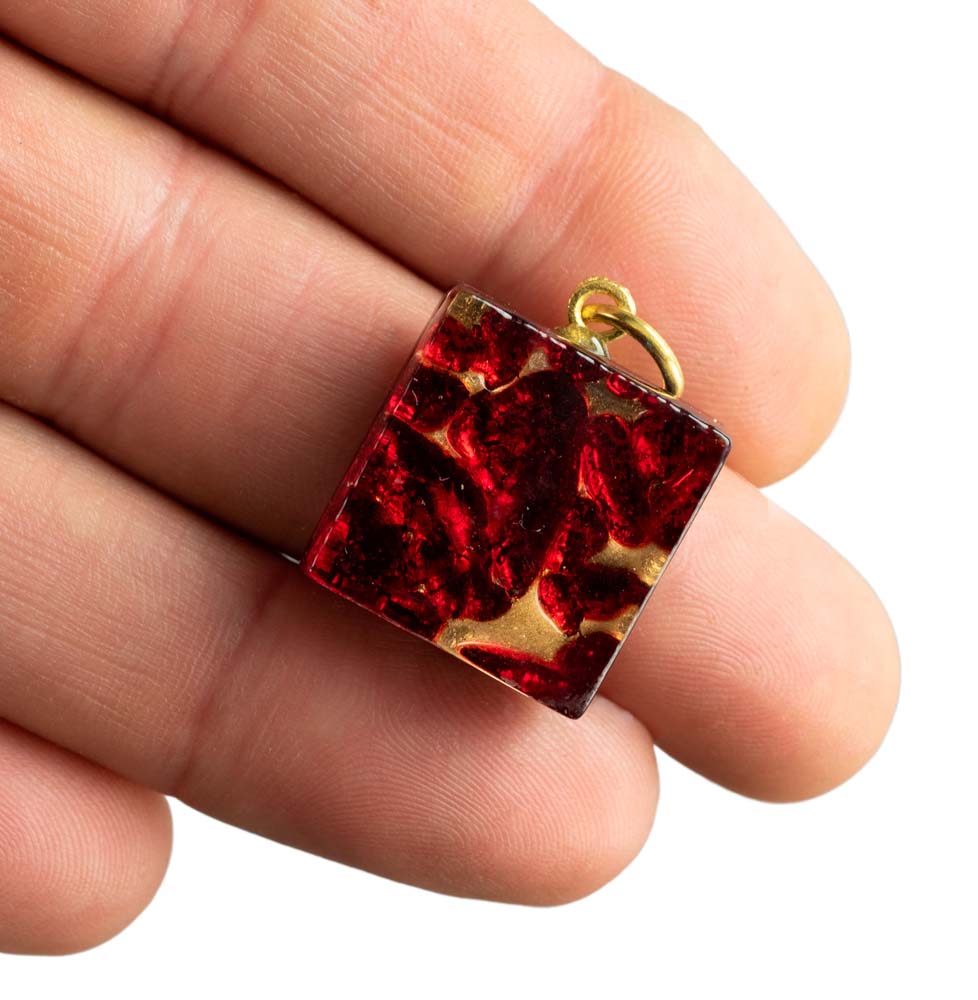 Pendentif Carré en Verre de Murano – Bijou Artisanal Italien Unique