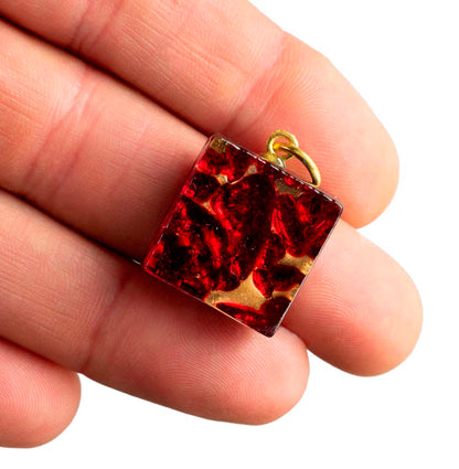 Pendentif Carré en Verre de Murano – Bijou Artisanal Italien Unique