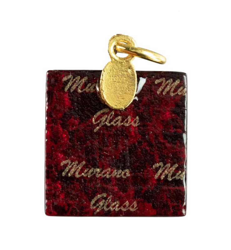 Pendentif Carré en Verre de Murano – Bijou Italien Authentique et Unique
