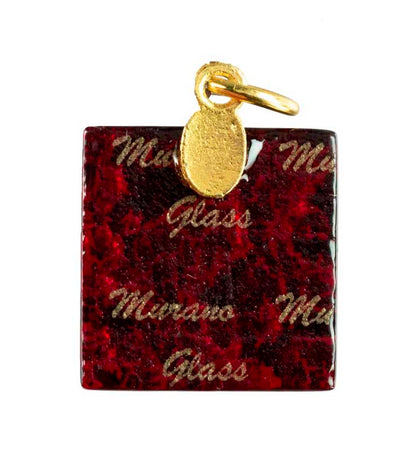Pendentif Carré en Verre de Murano – Bijou Italien Authentique et Unique