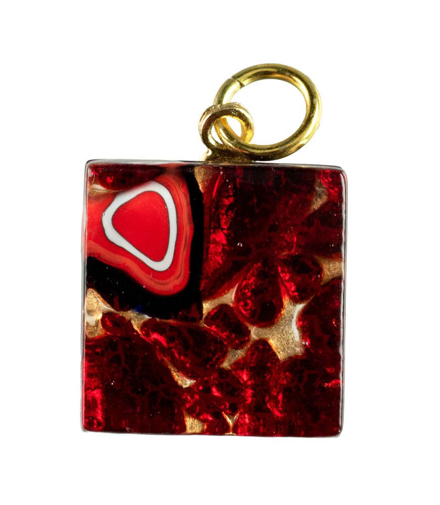 Pendentif Carré en Verre de Murano – Bijou Artisanal Italien Unique