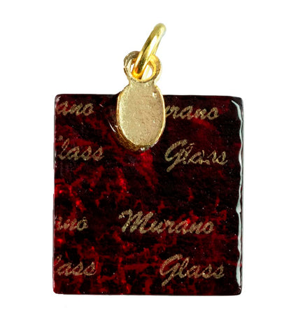 Pendentif Carré en Verre de Murano – Bijou Artisanal Italien Unique
