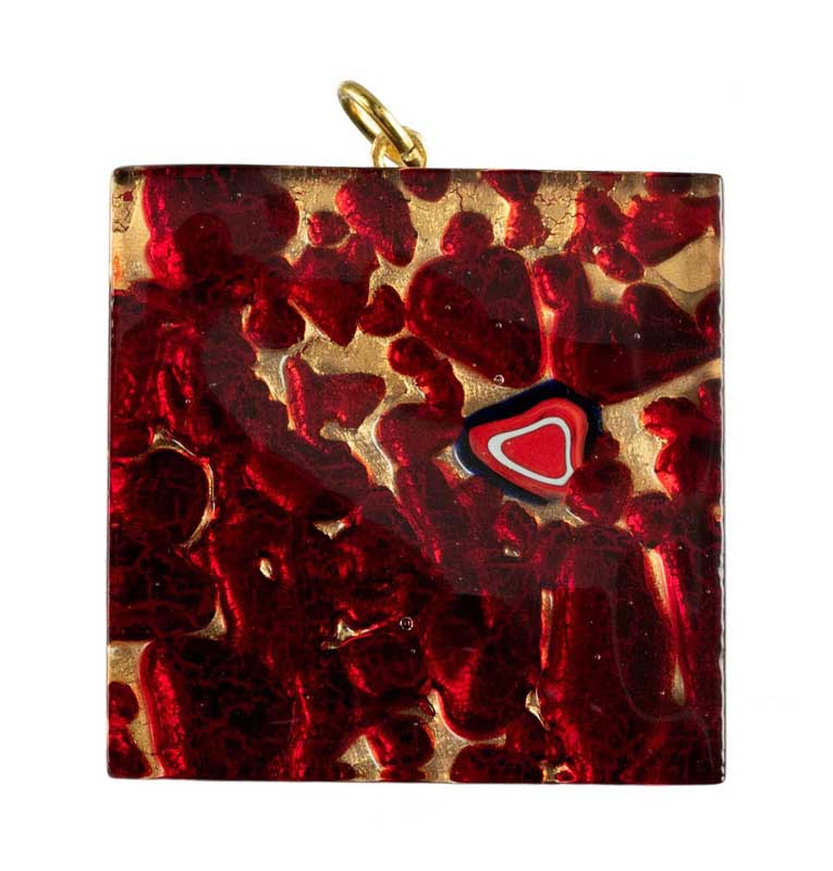 Pendentif Carré en Verre de Murano – Bijou Artisanal Italien Unique