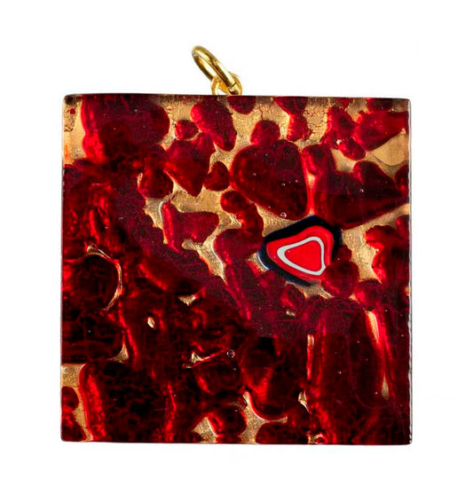 Pendentif Carré en Verre de Murano – Bijou Artisanal Italien Unique