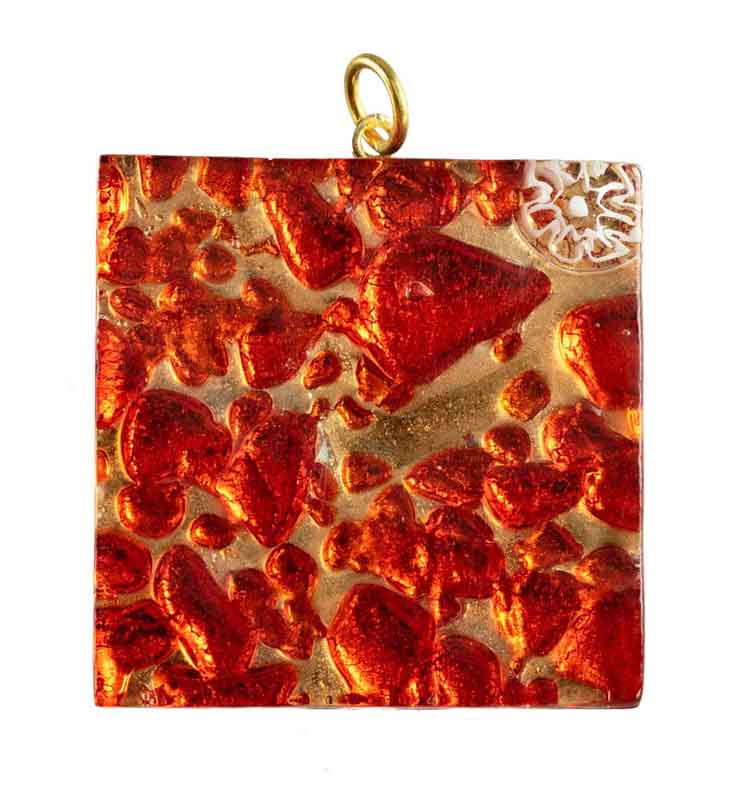 Pendentif Carré en Verre de Murano – Bijou Artisanal Italien Unique et Raffiné