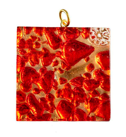 Pendentif Carré en Verre de Murano – Bijou Artisanal Italien Unique et Raffiné