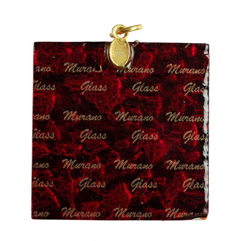 Pendentif Carré en Verre de Murano – Bijou Artisanal Italien Unique et Raffiné