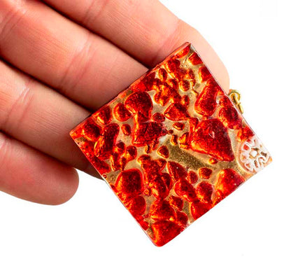 Pendentif Carré en Verre de Murano – Bijou Artisanal Italien Unique et Raffiné