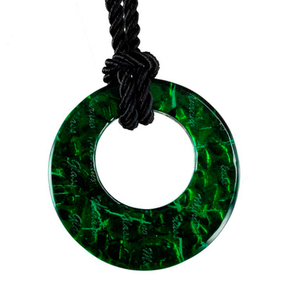 Pendentif Donut en Verre de Murano Vert et Doré – Bijou Italien d’Exception