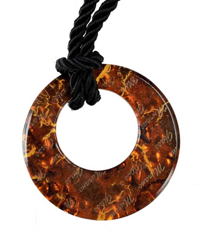 Pendentif Donut en Verre de Murano Doré et Noir : Bijou Authentique de Venise