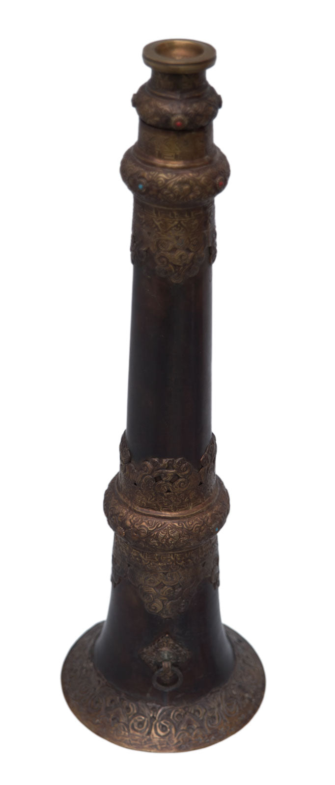 Ancienne trompe monastique tibétaine Dungchen télescopique – Grand modèle de 152,5 cm