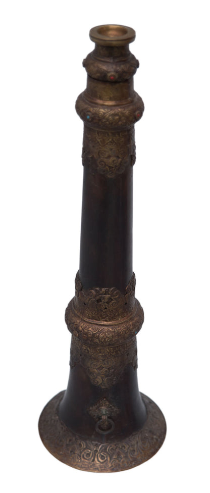 Ancienne trompe monastique tibétaine Dungchen télescopique – Grand modèle de 152,5 cm