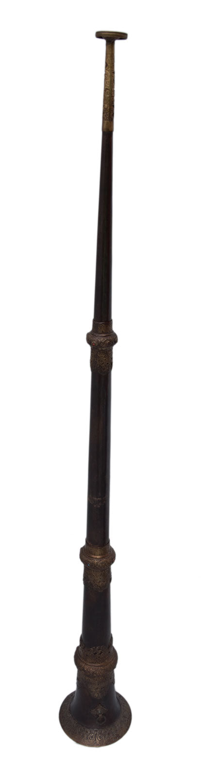 Ancienne trompe monastique tibétaine Dungchen télescopique – Grand modèle de 152,5 cm