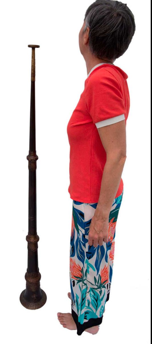 Ancienne trompe monastique tibétaine Dungchen télescopique – Grand modèle de 152,5 cm