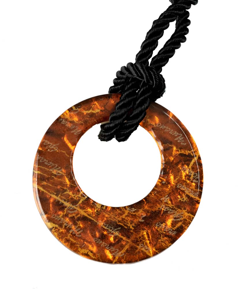 Pendentif Donut en Verre de Murano Orange et Doré – Bijou Italien Authentique