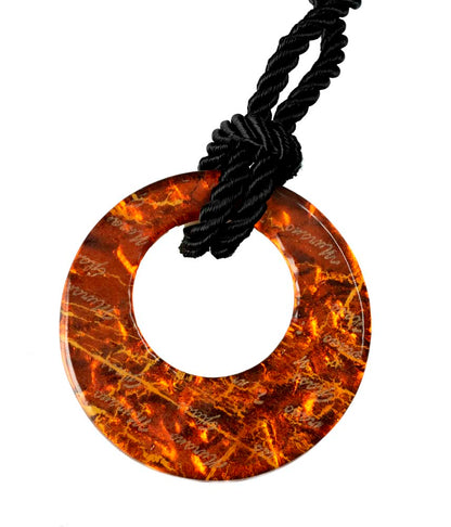 Pendentif Donut en Verre de Murano Orange et Doré – Bijou Italien Authentique