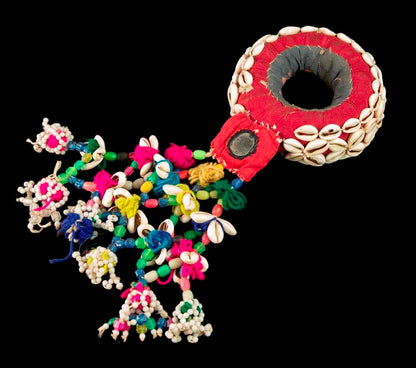 Anneau de tête avec cauris Ø 15,5 cm – accessoire traditionnel de portage népalais Newar