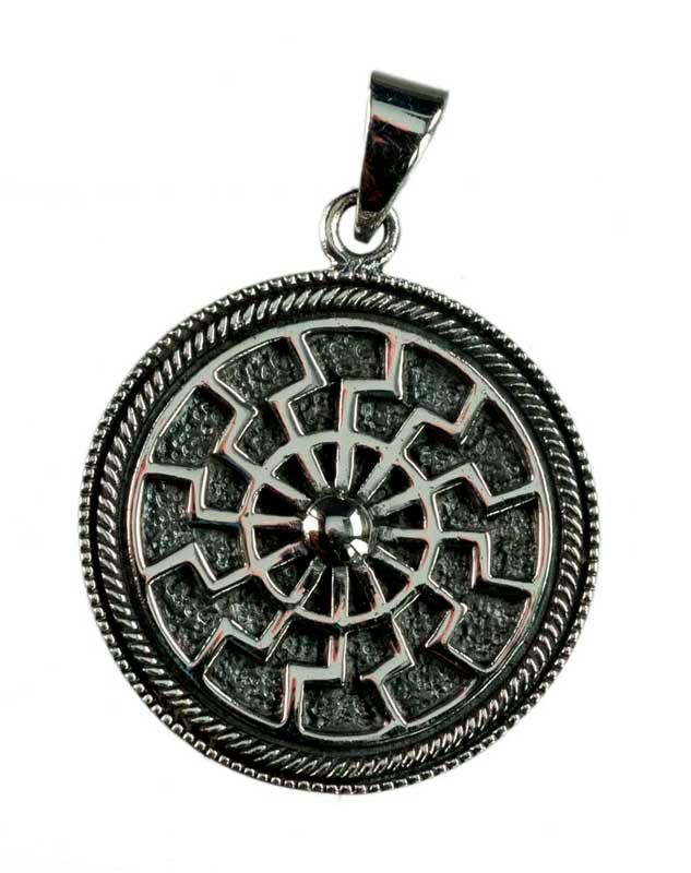 Pendentif Soleil Noir Viking en Argent Massif 925