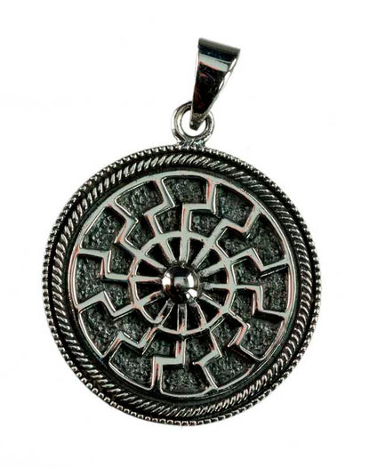 Pendentif Soleil Noir Viking en Argent Massif 925
