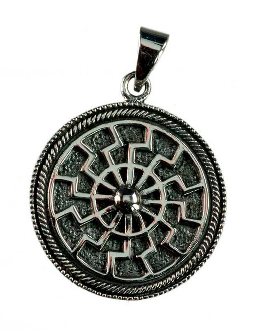 Pendentif Soleil Noir Viking en Argent Massif 925