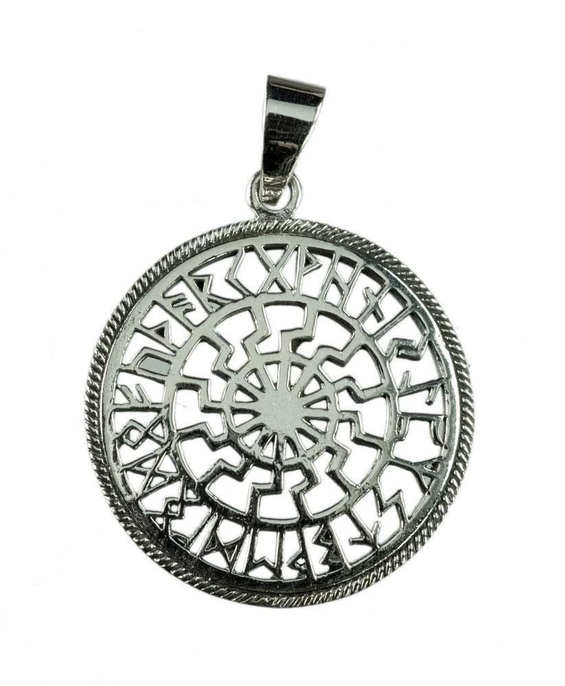 Pendentif Soleil Noir Odin en Argent Massif 925 - Viking