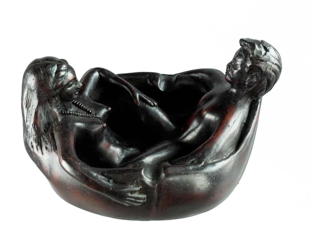Cendrier Couple Nu En Résine Noire – Objet Décoratif Original Et Insolite