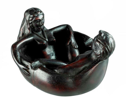 Cendrier Couple Nu En Résine Noire – Objet Décoratif Original Et Insolite